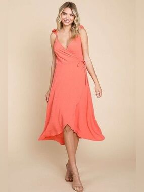 Culture Code Ruffle Detail Surplice Wrap Slip Dress